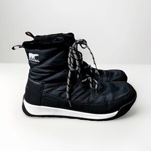 Sorel Black Winter Boots with White Accents